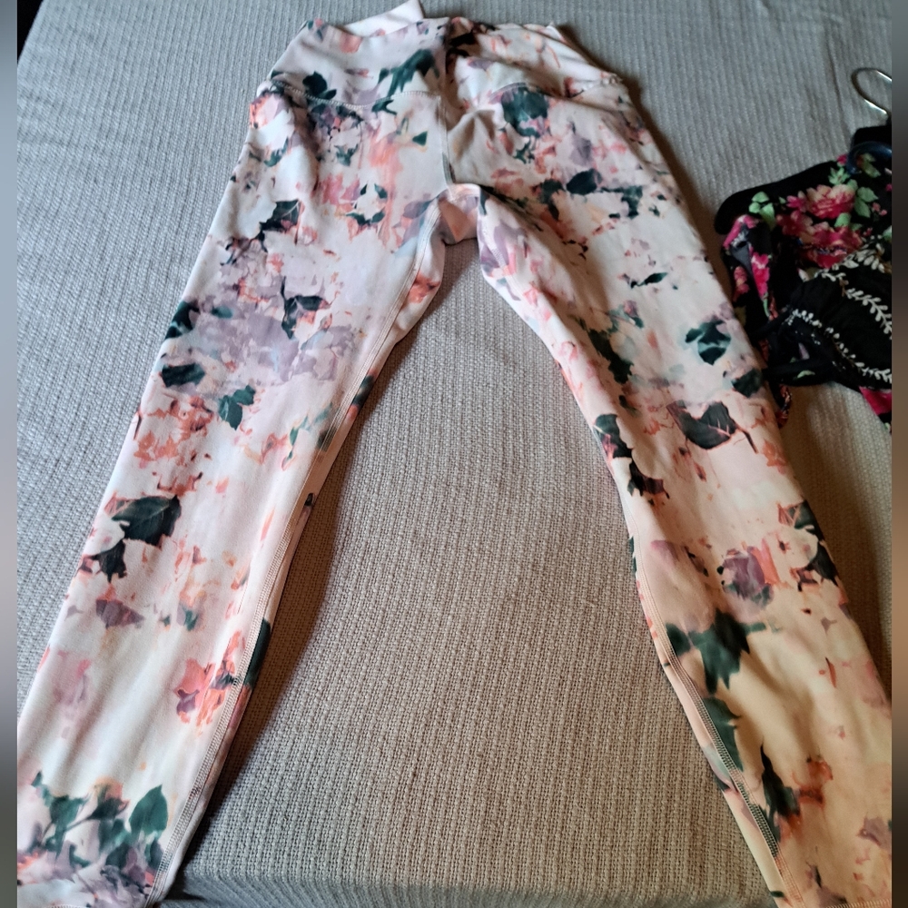 RBX Pink and Green Leggings with Floral Design